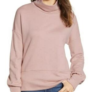 Caslon Blush Pink Terry Pullover Sweatshirt Mockneck SZ Medium